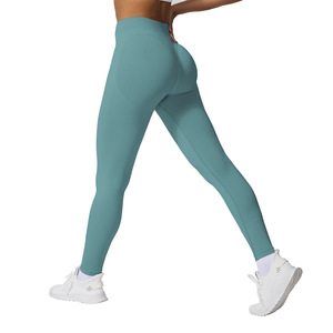 Leggings de yoga taille haute sans couture Allure Body, couleur unie, taille côtelée, pour femmes, pantalon de fitness et d'entraînement - Product Image 3