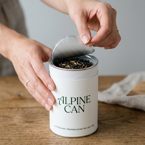 Boîte ronde en papier kraft artisanal pour thé biologique, thé fleuri, infusion d'herbes, emballage personnalisé avec logo - Product Image 1