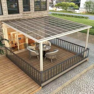 Pérgola Grande de Aluminio, Moderna, Manual, Impermeable, <span class=keywords><strong>para</strong></span> Exteriores, <span class=keywords><strong>Terraza</strong></span>, Jardín, Camping, Balcón, Montada en la Pared - Product Image 4