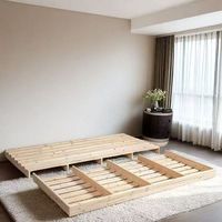 Sommier à lattes en bois avec support central, cadre de lit plateforme robuste pour chambre à coucher et chambre d'amis
