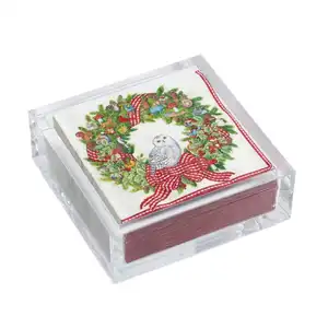 2021热卖定制透明纸巾圣诞礼品盒圣诞礼物盒