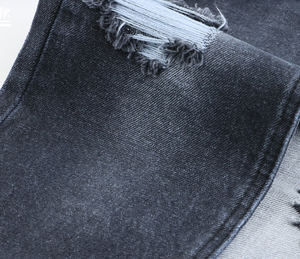 재고 100% C 14oz 세탁 트릴 데님 청바지 원단 앞면은 검정색이고 뒷면은 흰색 468gsm 의류, 데님 바지 - Product Image 5