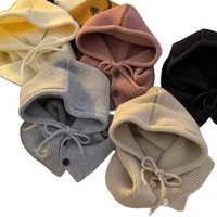 Pasamontañas de invierno unisex de punto con capucha, gorro, orejeras y máscara, ajustable, estilo común