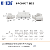 MANWAH CHEERS Zero Wall Power Relaxsofa 3-Sitzer Elektrisches Leder-Relaxsofa L-Form Wohnzimmer-Set Möbel Couch