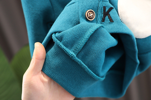 Ensemble 3 pièces de vêtements pour bébés garçons : Manteau en coton bleu et pantalon, style mode occidentale pour hommes, vente en gros - Product Image 5