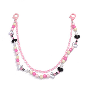 Chaîne de corps Dopamine pour femme, double couche, en acrylique, avec pendentifs cœur et croix, ornée de perles, accessoire Y2K pour usage quotidien - Product Image 5