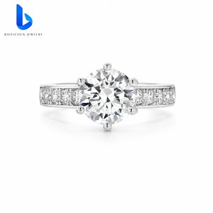 Bague de mariage en argent pur S925 plaqué moissanite <span class=keywords><strong>d</strong></span>'un carat, style chevalier, simple et élégante - Product Image 3