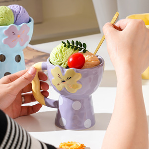 Taza de Cerámica para Postre de Helado con Diseño de Flor, Linda Taza de Porcelana Ecológica de 350 ml, Taza para el Hogar de Alta Apariencia - Product Image 5