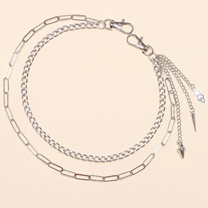 Waist <b>Chain</b> Double Layer Tassel Zinc Alloy Hip Hop Fashion Accessory Daily Wear - Product Image 4