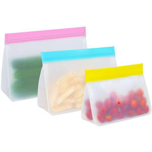 Pochette debout réutilisable en PEVA/EVA sans BPA, sacs de stockage d'aliments de cuisine en silicone étanche, <span class=keywords><strong>sac</strong></span> de rangement pour le gel et la fraîcheur - Product Image 2