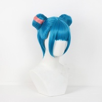 Grosir Wig Jinx 30cm pendek biru League of Legends LOL Arcane rambut Anime sintetis pesta Halloween Cosplay Wig kuncir kuda