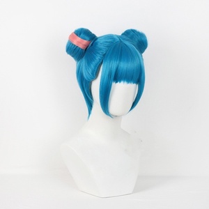 Vente en gros <span class=keywords><strong>Jinx</strong></span> Perruque 30cm Court Bleu <span class=keywords><strong>League</strong></span> <span class=keywords><strong>of</strong></span> Legends LOL Arcane Anime Cheveux Synthétique Halloween Party Cosplay Ponytails Perruque - Product Image 3