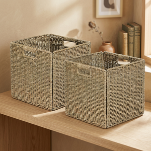 Cestas de Almacenamiento de Mimbre Natural Cuadradas con Asas, Cesta Rústica Multiusos para Organización - Product Image 4