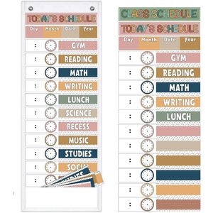 Tabla de Horarios Diarios de Bolsillo 13 x 35.5 Pulgadas, Tablero Visual de Gestión del Tiempo de Tela, Regreso a Clases, Formato Rectangular - Product Image 1