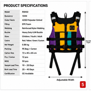 Gilet de sauvetage commercial 100N pour <span class=keywords><strong>rafting</strong></span> en eaux vives, kayak, PFD, OEM personnalisé - Product Image 6