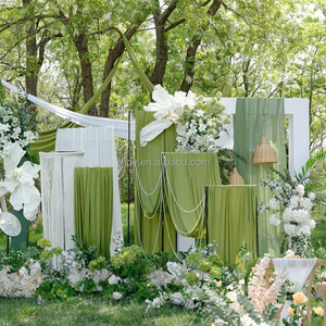 Décorations de <span class=keywords><strong>mariage</strong></span> romantiques en plein air, toile de fond en tulle transparente et fluide, gaze irisée pour la décoration d'événements de fête - Product Image 3