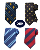 Corbatas Escolares con Rayas y Logos Azules Marinos de Poliéster OEM, Corbata Personalizable con Logotipo Premium, Corbata Personalizada con Logotipo