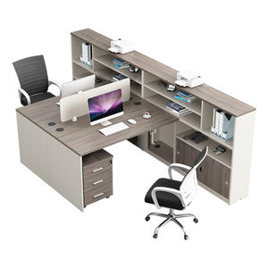<span class=keywords><strong>Bureau</strong></span> de travail double pour deux personnes avec poste de travail et écran intégrés, design moderne, combinaison chaise et <span class=keywords><strong>bureau</strong></span> - Product Image 1