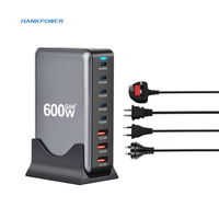 Chargeur USB C 600W Station de charge 8 ports PD 140W 100W Type C Station de charge rapide GaN Hub Station de charge multiple pour ordinateur portable