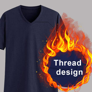 T-shirts décontractés à col en V pour hommes, style slim fit, t-shirt basique uni - Product Image 2