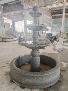 <span class=keywords><strong>SH</strong></span> STONE Fontaine en pierre naturelle personnalisée Grand jardin extérieur en marbre gris granit Fontaine en marbre à 3 niveaux - Product Image 2
