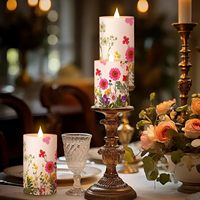 Lilin Pilar Bunga Dekorasi Rumah Natal Lilin LED Tanpa Api Bertenaga Baterai Berkedip-kedip Hiasan Meja Makan 3D