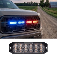 Lampu Peringatan Bahaya Kendaraan 24 LED Surface Mount Strobe Beacon Merah Biru Dua Warna IP6K9K E Mark DC12V 24V yang Dapat Disesuaikan
