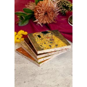 Ensemble de 4 sous-verres en pierre Gustav Klimpt (Turquie) pour la promotion d'entreprise ou les cadeaux, avec illustration promotionnelle - Product Image 3