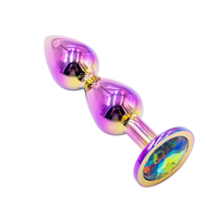 Lot de Plugs Anaux Colorés en Alliage d'Aluminium avec Perles et Bijoux, Mini Masseur de Prostate, Godemiché en Métal