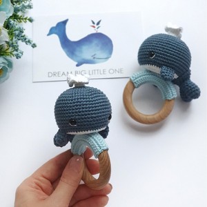 Luckykoo Natural Cotton Cartoon Hand Shake Crochet Animal Bunny Baby Rattle Toys with Wooden Teething <b>Ring</b> for Girls and Boys - Product Image 3