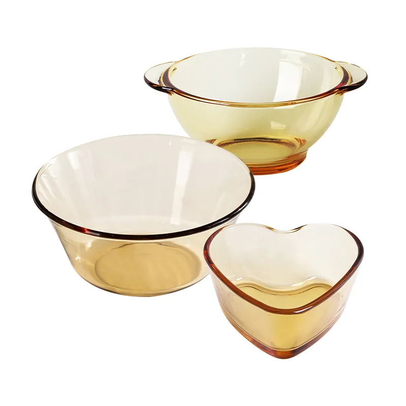 2024 Hot Selling High Temperature Resistance Glass Storage Bowls Fruit Vegetable Salad Glass Bowls And Plates