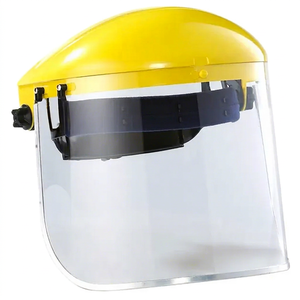 Protectores Faciales Industriales, Visera Transparente de Policarbonato (PC), Arnés Ajustable con Trinquete, Certificación CE EN166 ANSI Z87, Sin Recubrimiento, Amarillo - Product Image 1