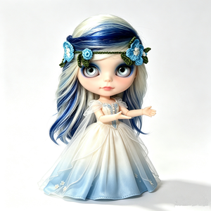 <span class=keywords><strong>Muñeca</strong></span> de Arte Coleccionable Personalizada con Ojos Grandes y Cabello Largo en Degradado Azul y Blanco, <span class=keywords><strong>Muñeca</strong></span> Articulada OEM <span class=keywords><strong>para</strong></span> Regalo de Niña - Product Image 1