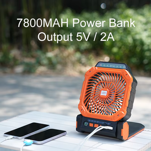 Wholesale 7800mAh Rechargeable Solar Portable Fan with Power Bank, LED <b>Light</b> & Compass for Camping, Travel & Desktop Use - Product Image 3