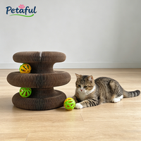 Griffoir et jouet pour chat en carton ondulé pliable, rechargeable, moderne, en forme d'accordéon, avec clochette – Durable et écologique