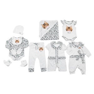 Combinaison <span class=keywords><strong>en</strong></span> coton biologique pour bébé, motif léopard, ensemble cadeau Boutique, vêtements pour tout-petits, tenues - Product Image 1
