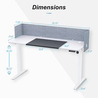 Bureau debout électrique pliable YG avec panneau d'intimité et tapis de bureau 55x24 pouces, hauteur réglable, silencieux 48 dB, design moderne pour la maison
