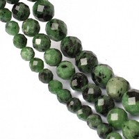 Perles rondes vertes de haute qualité 6/8/10MM, facettées, en épidote, rubis, zoïsite, pour la fabrication de bijoux