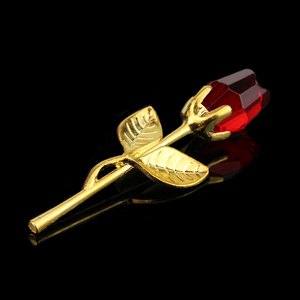 Flor Artificial de cristal rosa, varilla de oro y plata para novia, regalos de boda para invitados, venta al por mayor - Product Image 5