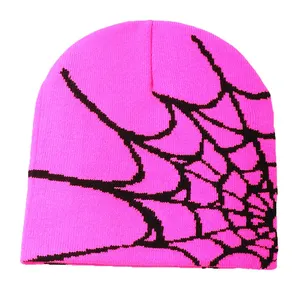 Unisex Y2K estilo de moda tela de araña streetwear jacquard tejido sin puños gorro al por mayor