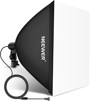 NEEWER Softbox 24x24in/60x60cm Dengan Soket Porselen E26/Kabel Daya Bersertifikasi UL/Diffuser Putih/Adaptor Stand, Nilon Tahan Lama