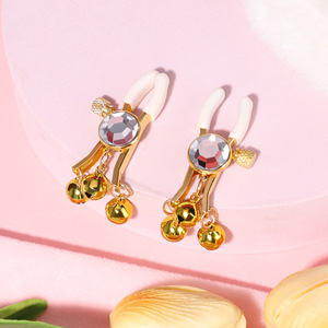Gemstone <b>Nipple</b> Clamps <b>Tassel</b> Design Red Gold Tone Breast Clamping Adult Toy Party Use - Product Image 3