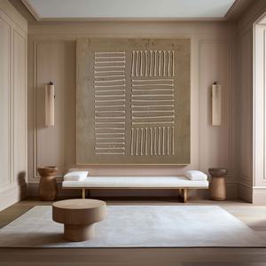 Art mural 3D texturé Wabi-Sabi, peinture à l'huile minimaliste faite à la main, toile encadrée, art mural pour la décoration d'appartements de style scandinave - Product Image 1