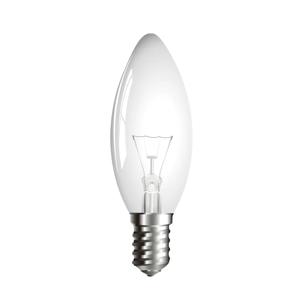 Incandescent C37 E14 25W 40W 60W 100W Glass Light Cold White Color with Specifications E27 A55 C35