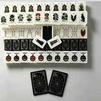 Jeu de Mahjong Américain 160 Tuiles 2 Couches Dos Noir Gravé Motif Toile d'Araignée Thème Halloween Acrylique Soirée Jeux Vente en Gros