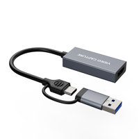 Tarjeta de Captura de Video y Audio 2 en 1 4K HDMI a USB Tipo C 1080p para PC, Transmisión de Juegos, Grabación en Vivo, Formato MP4