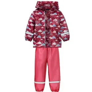 Waterproof PU Kids Raincoat Children's Rain Coat Outdoor Rain Jacket Puddle Suit Overall For 2-8 Years Old Baby