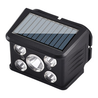 Lampu utama LED Mini lampu, multi-lampu manik-manik LED merah kuning, lampu depan tahan air peringatan kerja Mini portabel baterai dapat diisi ulang USB tenaga surya