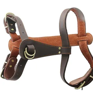 Unique high quality genuine leather pet dog harness for Pitbulls Leather Dog Harness Big Dog Harness