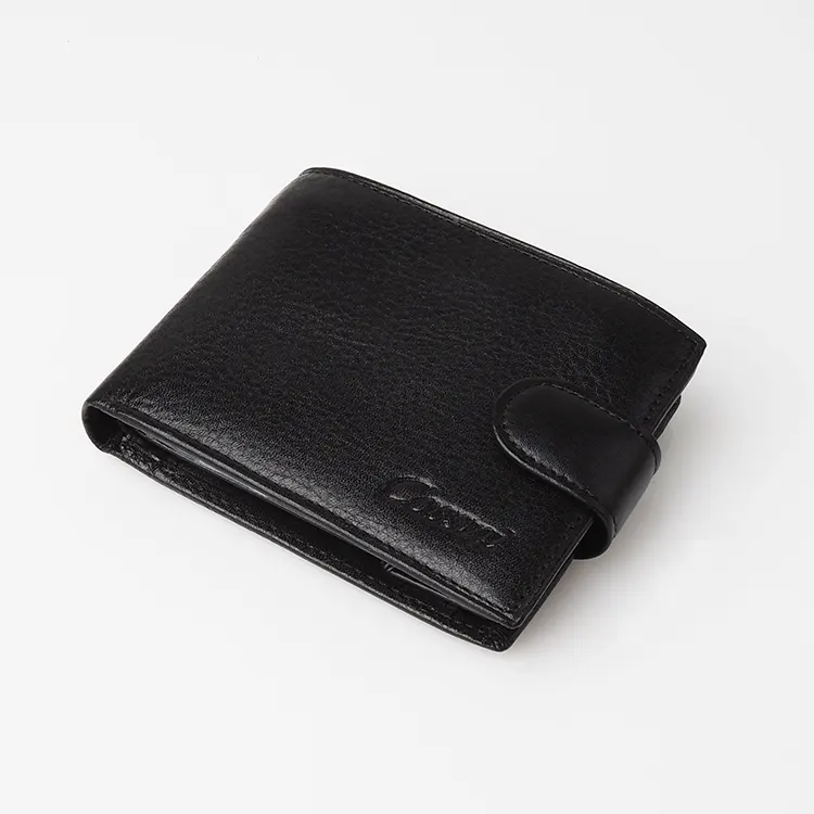 Hot sale black foldable purse best brand men leather wallet